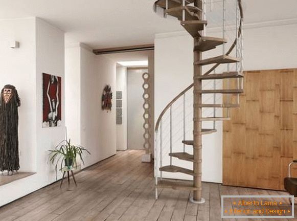 Красива стълбища в къщата - модерен дизайн на спирални стълби