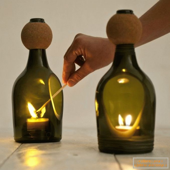 Свещници от бутилки за вино