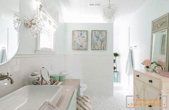 Красив дизайн на банята в пастелни цветове