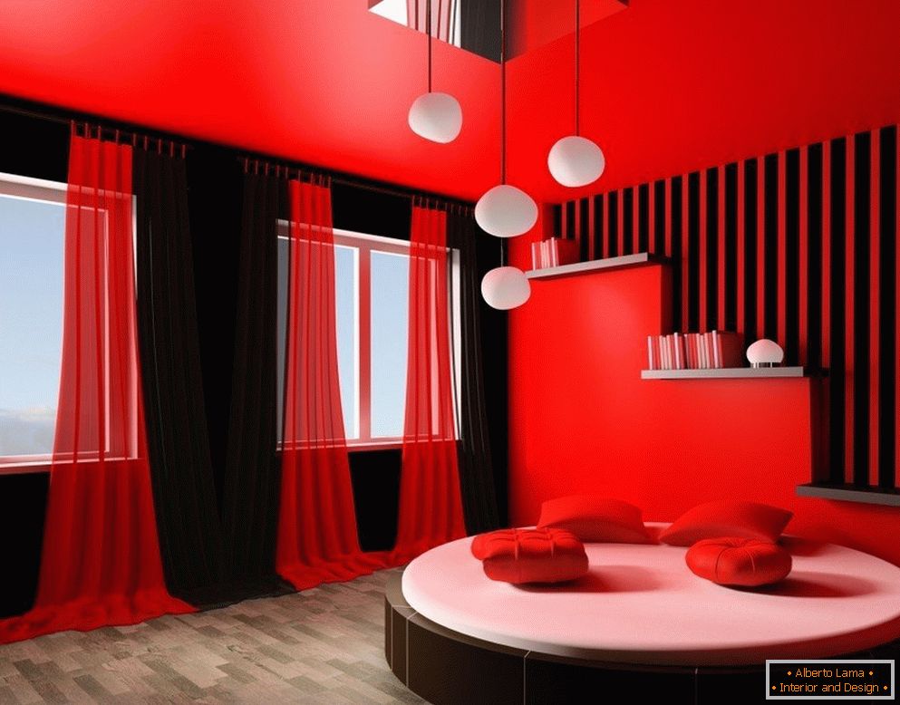 Червено-черен интериор на стаята