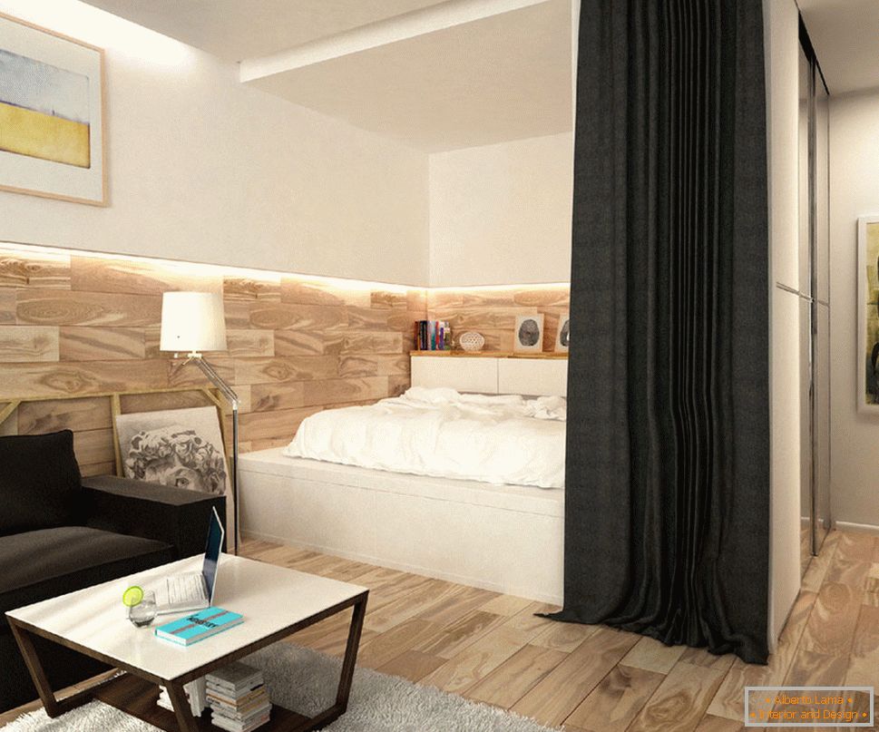 Уникален интериор на едностаен апартамент за млада двойка