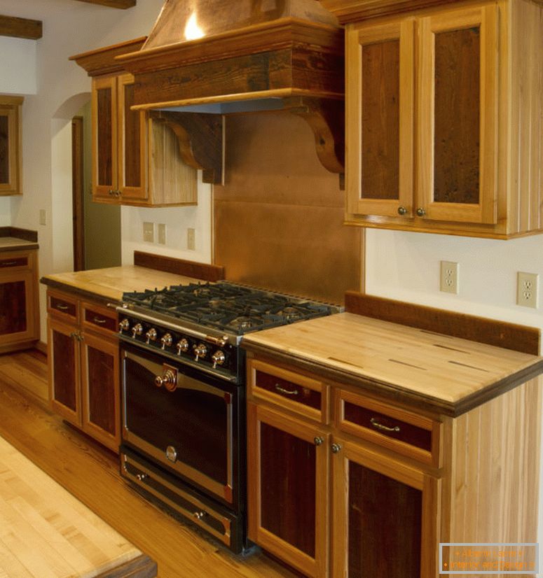 Mozaic-тиково дърво-кухня-шкафове-дизайн-идеи-за-малък-пространство-с-футуристичен-дървени-гама-качулка-и-скосени ръбове плотове стил плюс завладяващ-ПЛОТ-като-добре като-видове-от-дърво-за-кухня-кабина