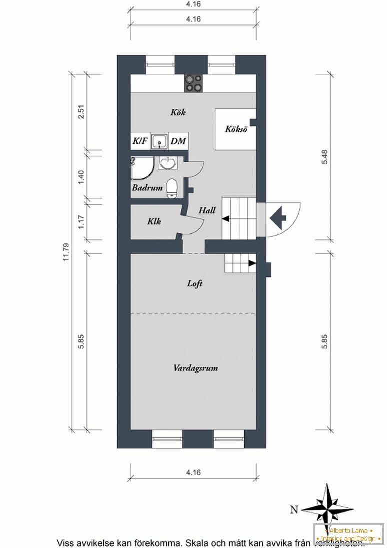 Схемата на проекта за апартамент в Стокхолм