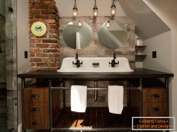 Лампи Едисон в интериора - снимки на банята