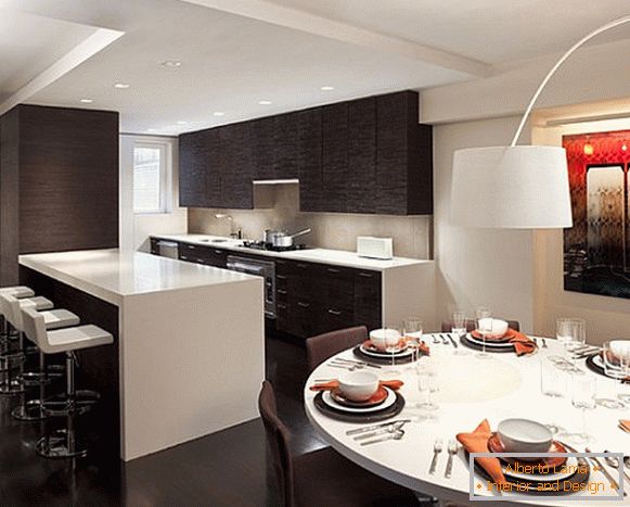 Изключително модерен стил небольшого кухонного пространства