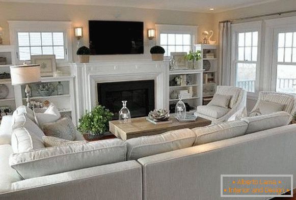 Бели мебели за всекидневната в стила на Прованс