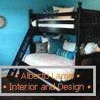 Двуетажно легло в цвят венге