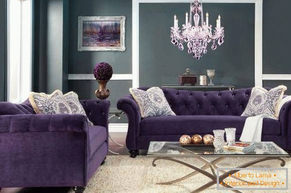Velvet диван с виолетов цвят