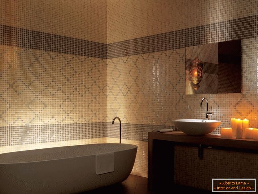 Керамична мозайка в интериора на банята