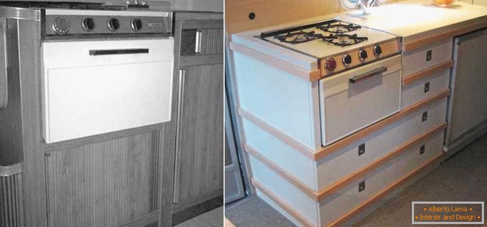 Кухня трейлера «Эйстрим Каравел» до и после