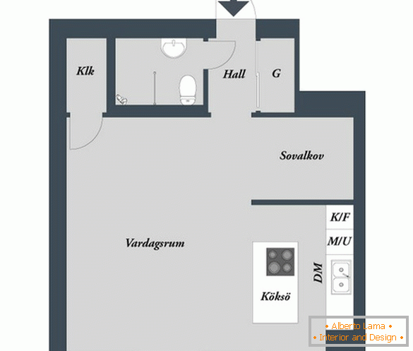 План на луксозен малък апартамент