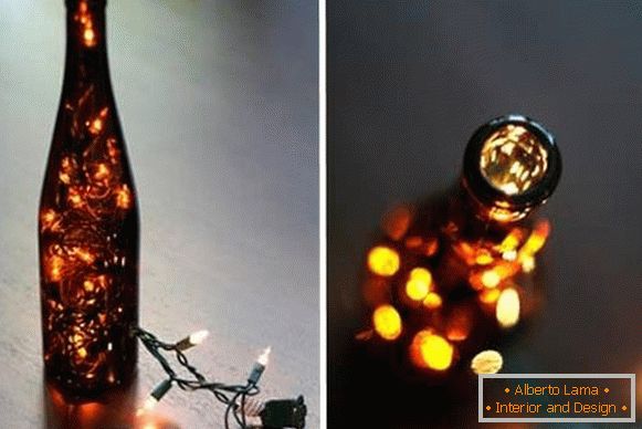LED освети гирлянда в декора на бутилката за вино