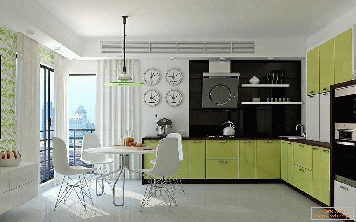 Модерни мебели в интериора на кухнята