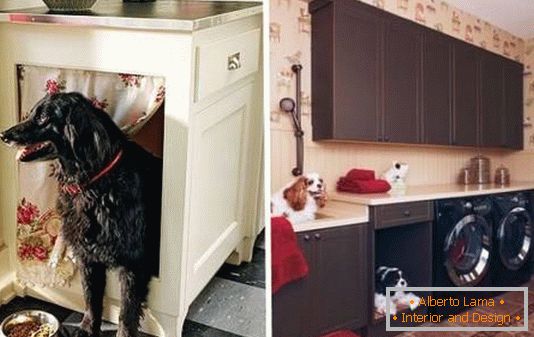 Място за кучето в кухненския шкаф