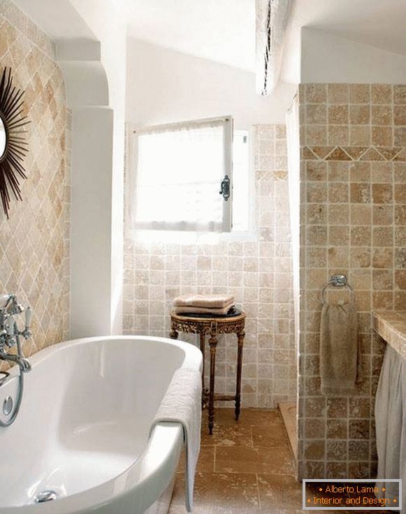 Плочка за баня под камъка в стила на Прованс