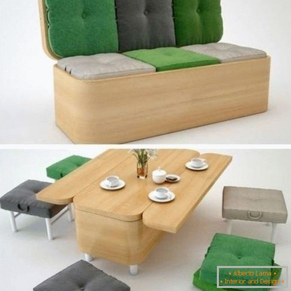 Дизайн на малка всекидневна - многофункционални мебели