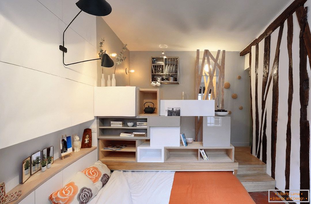 Интериор на стилен малък студио апартамент