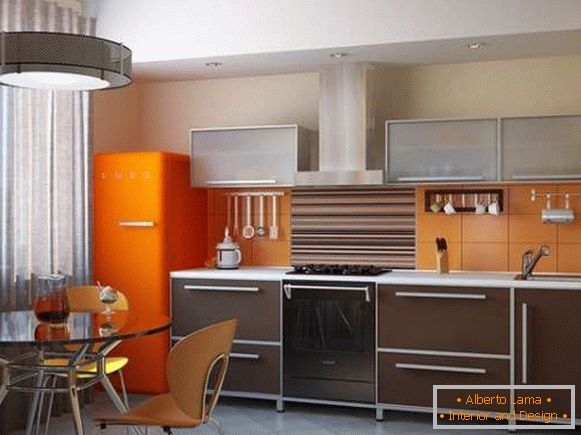 Модерен интериор на кухнята в трапезарията в частна къща