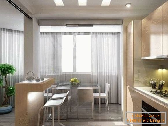 Модерен интериор на кухнята в трапезарията в частна къща- идеи планировки
