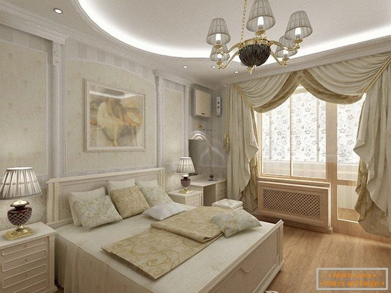 Проектиран проект на спалня в класически стил