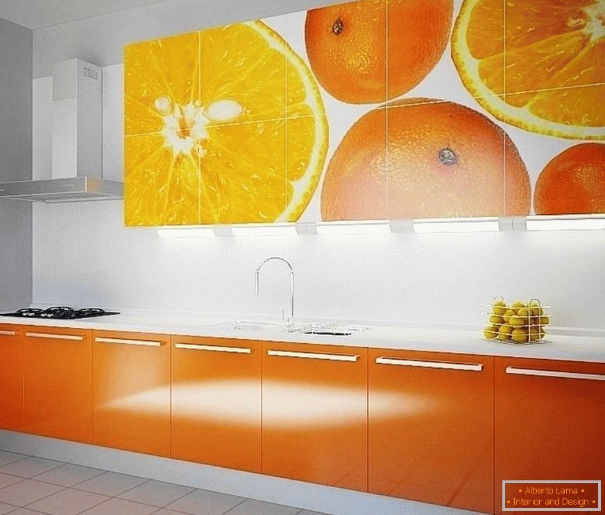 Оранжеви фасади на кухнята