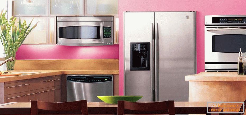 Розов цвят в дизайна на кухнята