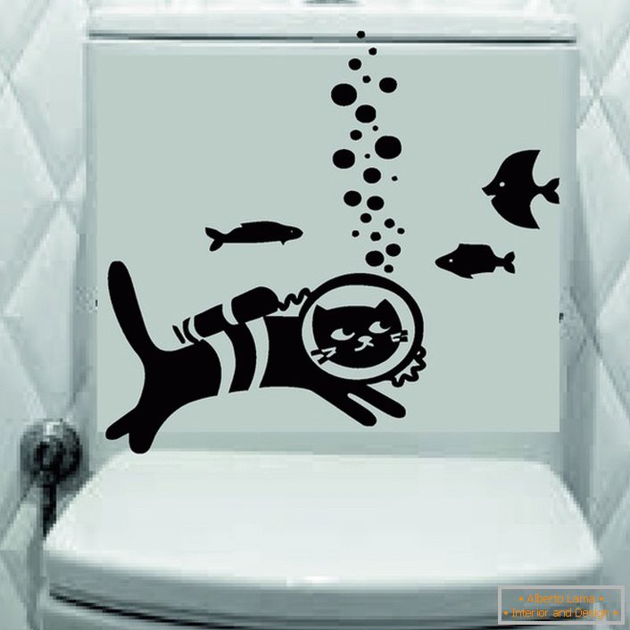 Котка Баршик за подводен риболов. Винаги можете да намерите интересни стикери.