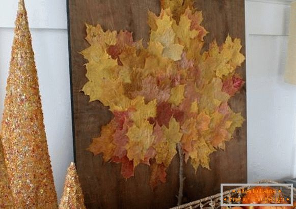 Есенна декорация на листа със собствени ръце - апликация