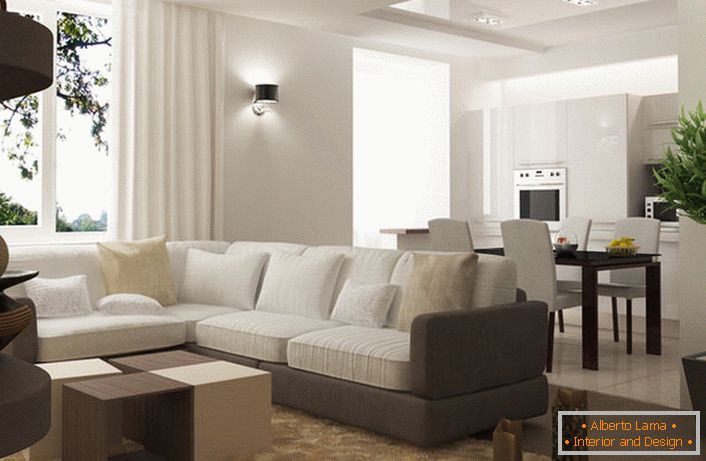 Лаконски интериор в стила на минимализма - правилният избор за малък апартамент.
