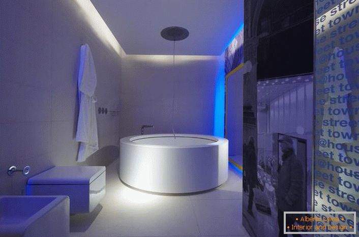 Класическа версия на санитарното инженерство за баня в стила на високите технологии.