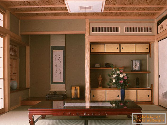 Стилът на японския минимализъм е забележителен за използването на естествени довършителни материали за организацията на интериора. 