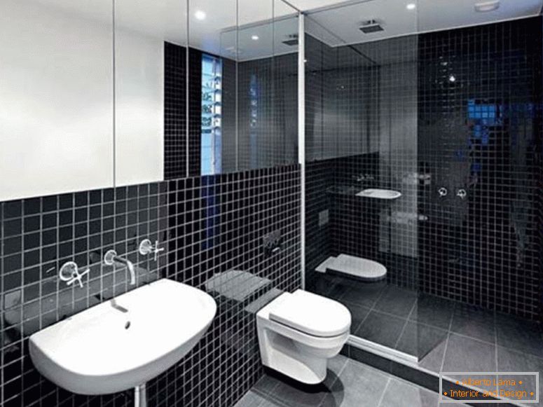 минималистичен интериор-декор-свързани-с-черен-баня-идеи-за-съвременна баня-обзаведен-с-порцелан-мивка-и-стена кранче-под-голям стената огледало