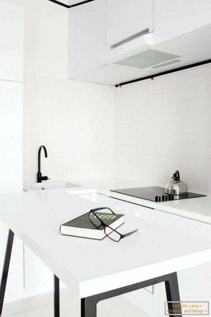 Кухненски студио апартамент в черно и бяло