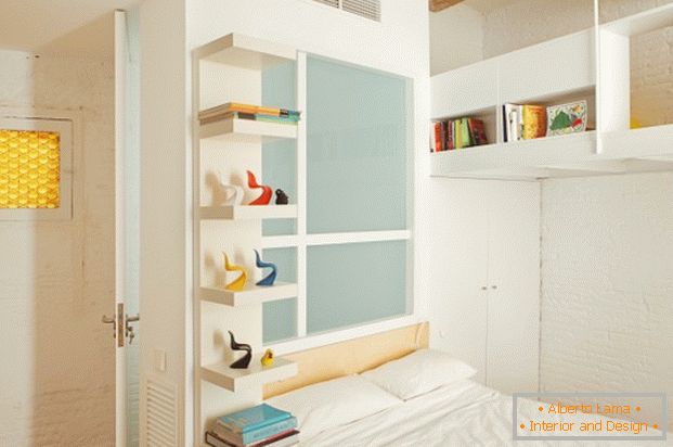 Проект на мини апартамент: бяла тухла в спалня декорация