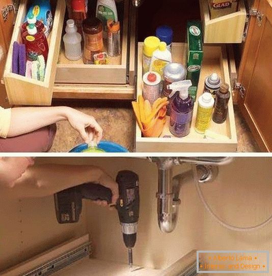 чекмеджета под мивката,
