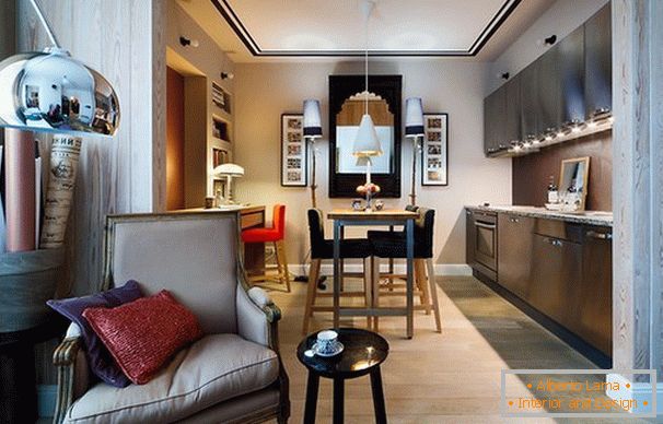 Психеделичен интериор на малък апартамент за изискани естети