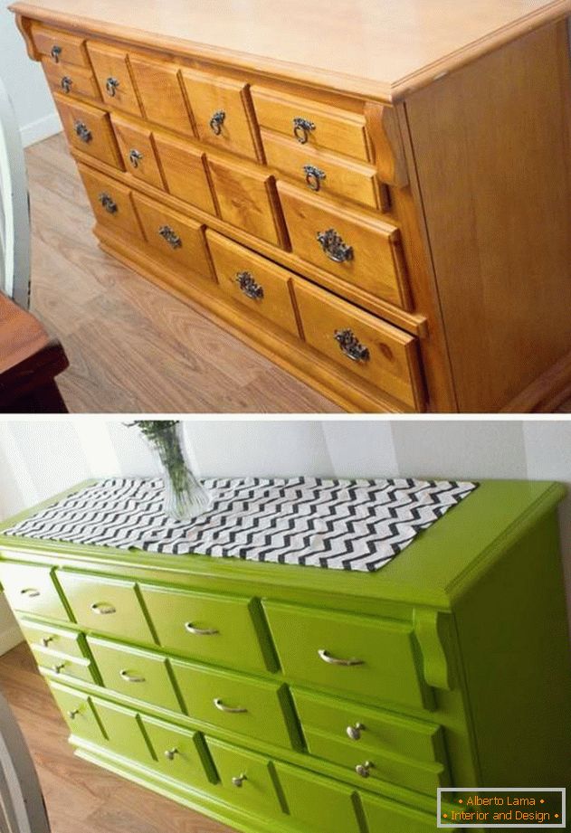 Боядисване на мебели в зелен цвят