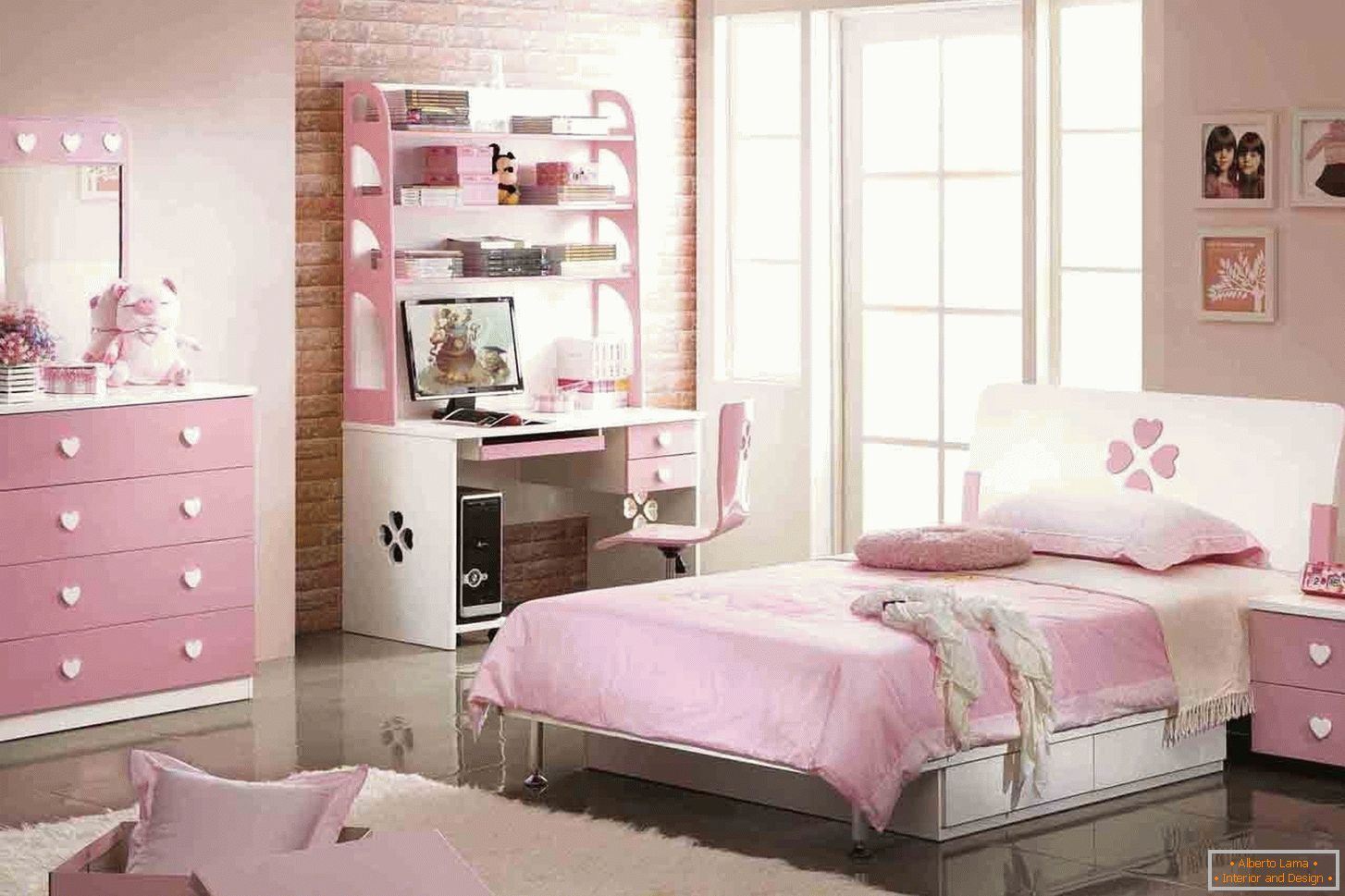 Дизайн на спалня за тийнейджър в розов цвят