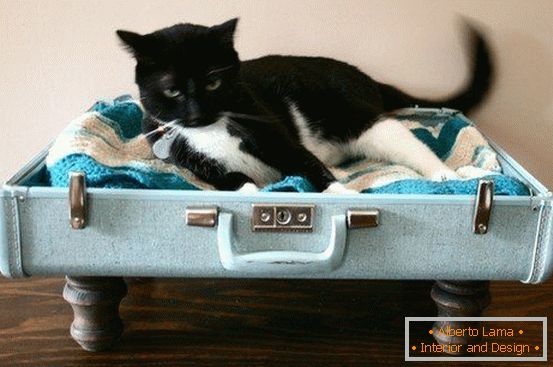 Място за котка от куфар