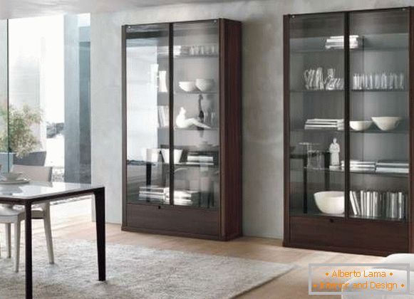 Стъклени врати за шкафа - снимка в хола дизайна трапезария