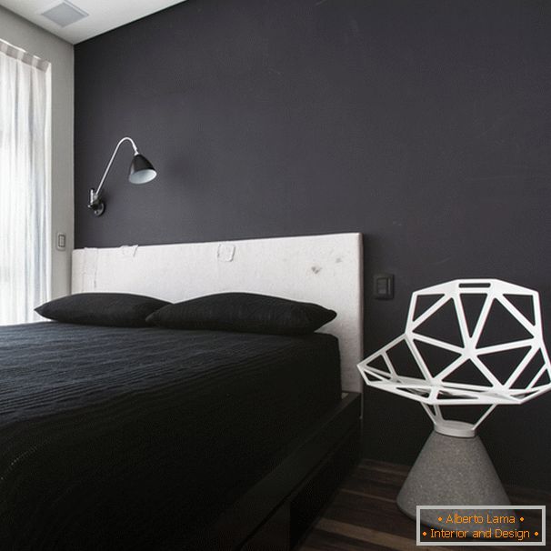Дизайн на малка спалня в черно