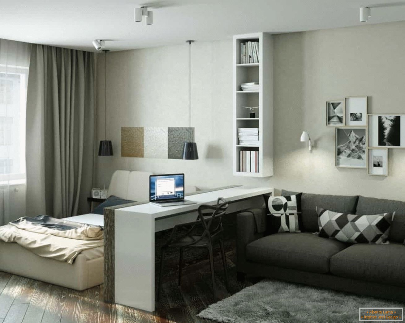 Модерен дизайн на едностаен апартамент