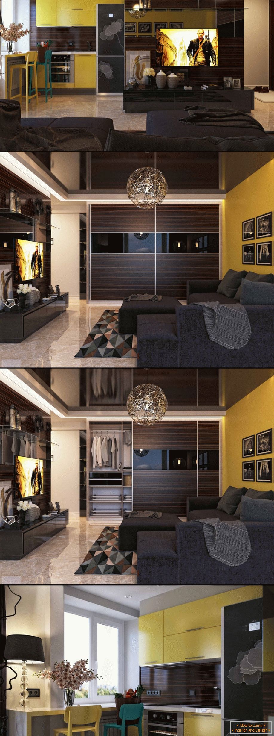 Модерен интериорен дизайн на малък апартамент