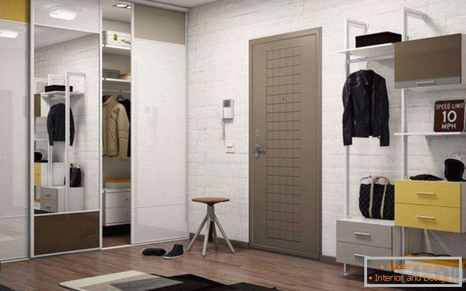 Модерен вграден гардероб в коридора фото