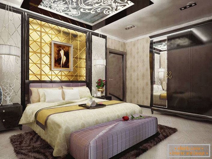 Луксозна спалня в стил Арт Деко в къщата на френското семейство. 
