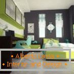 Детска спалня в зелени и сиви цветове