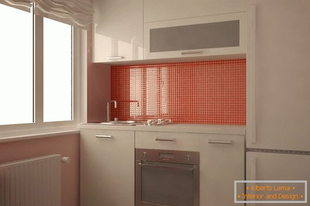 Кухня в бяло с оранжеви акценти
