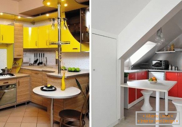 Стилен бар броячи в дизайна на малки ъгъла кухни