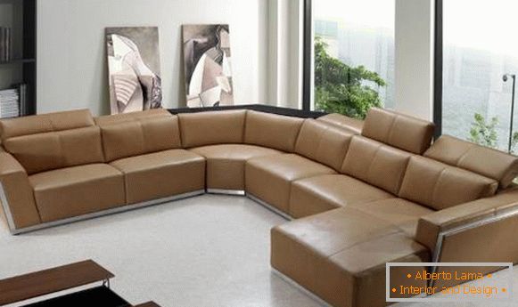 Ъглови мека мебел за хол - снимка на ъгловия диван