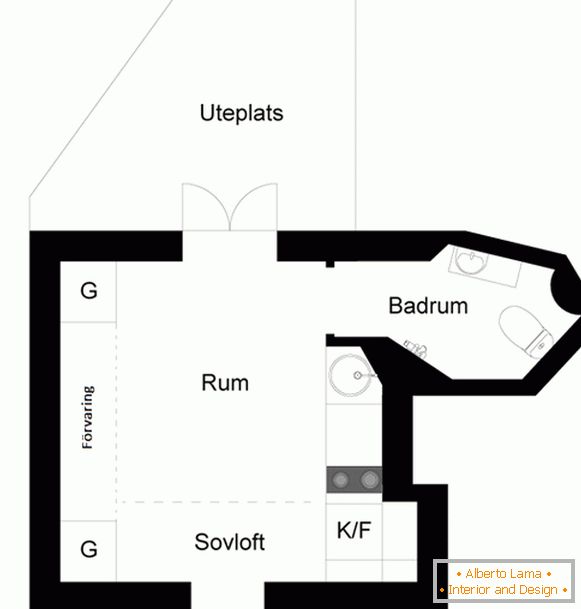Оформлението на малък студио апартамент в Швеция